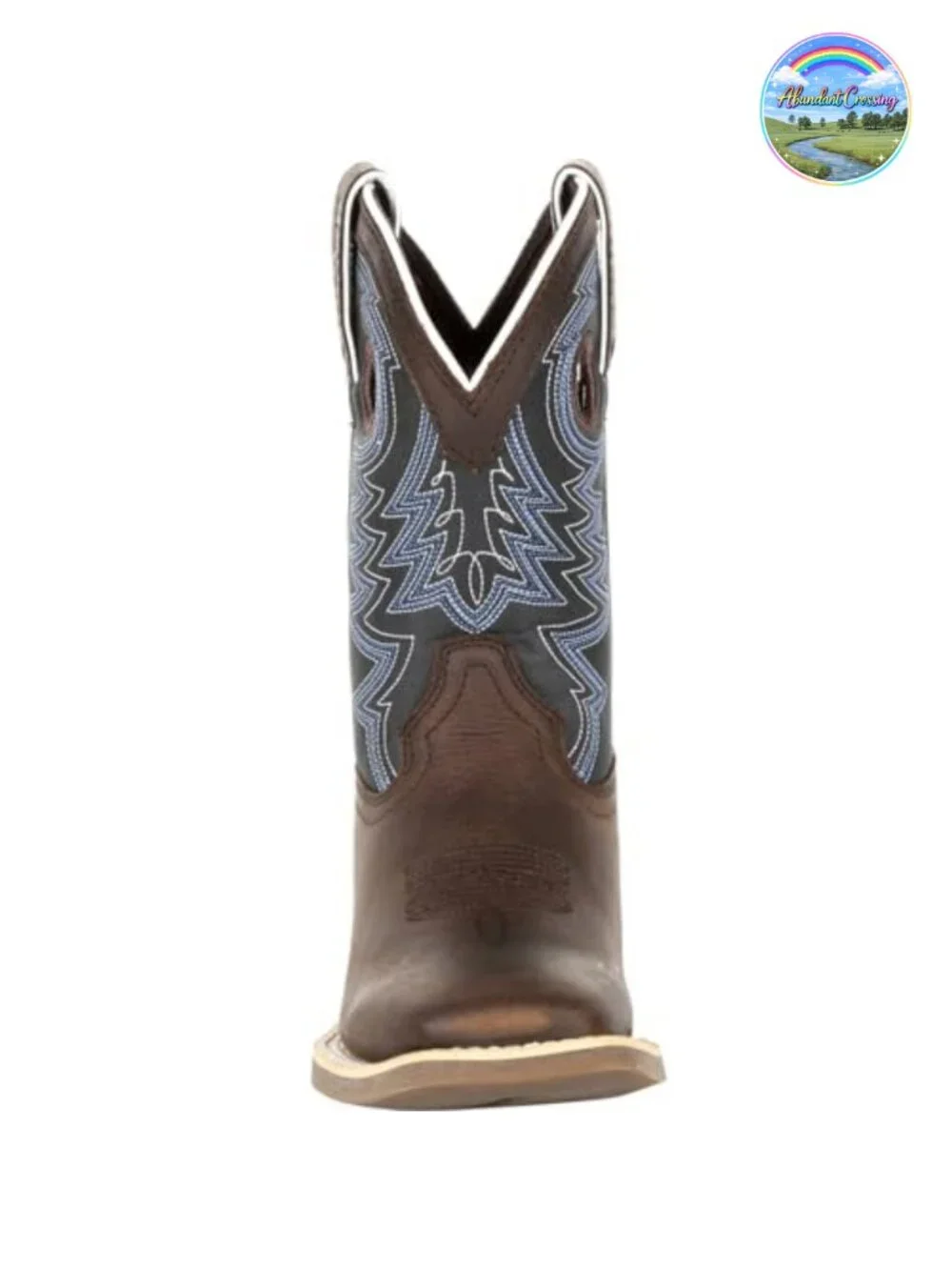 Girls Square Toe Western Pull-On Boots with Full-Grain Leather and Mesh Lining